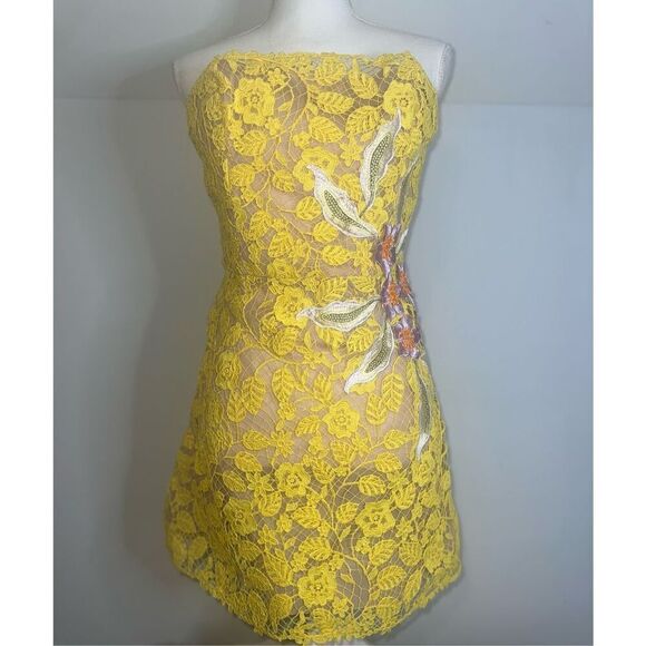 Helsi Elena Strapless 3D Floral Structured Lace Mini Dress XL - Picture 1 of 12